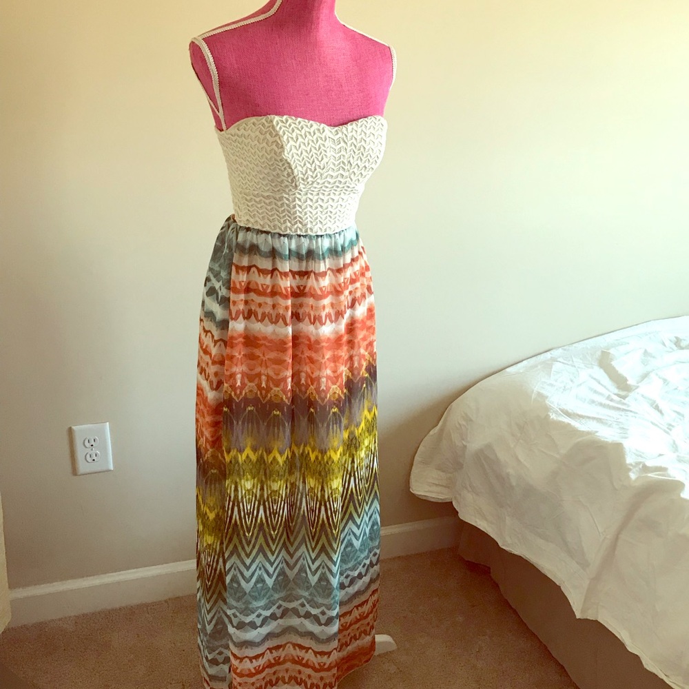 Strapless Floor Length Summer Dress